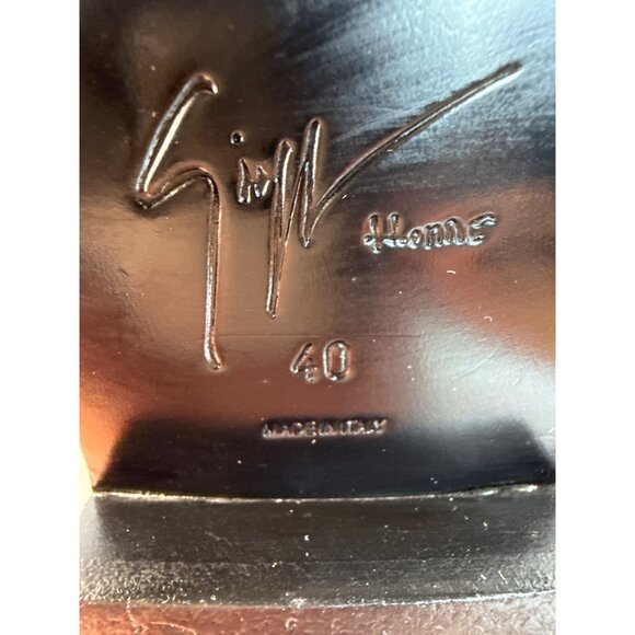 GIUSEPPE ZANOTTI BLACK SUEDE GOLD STUDDED BUCKLE BIKER Flat BOOTS SHOES SZ 40 - Picture 9 of 15